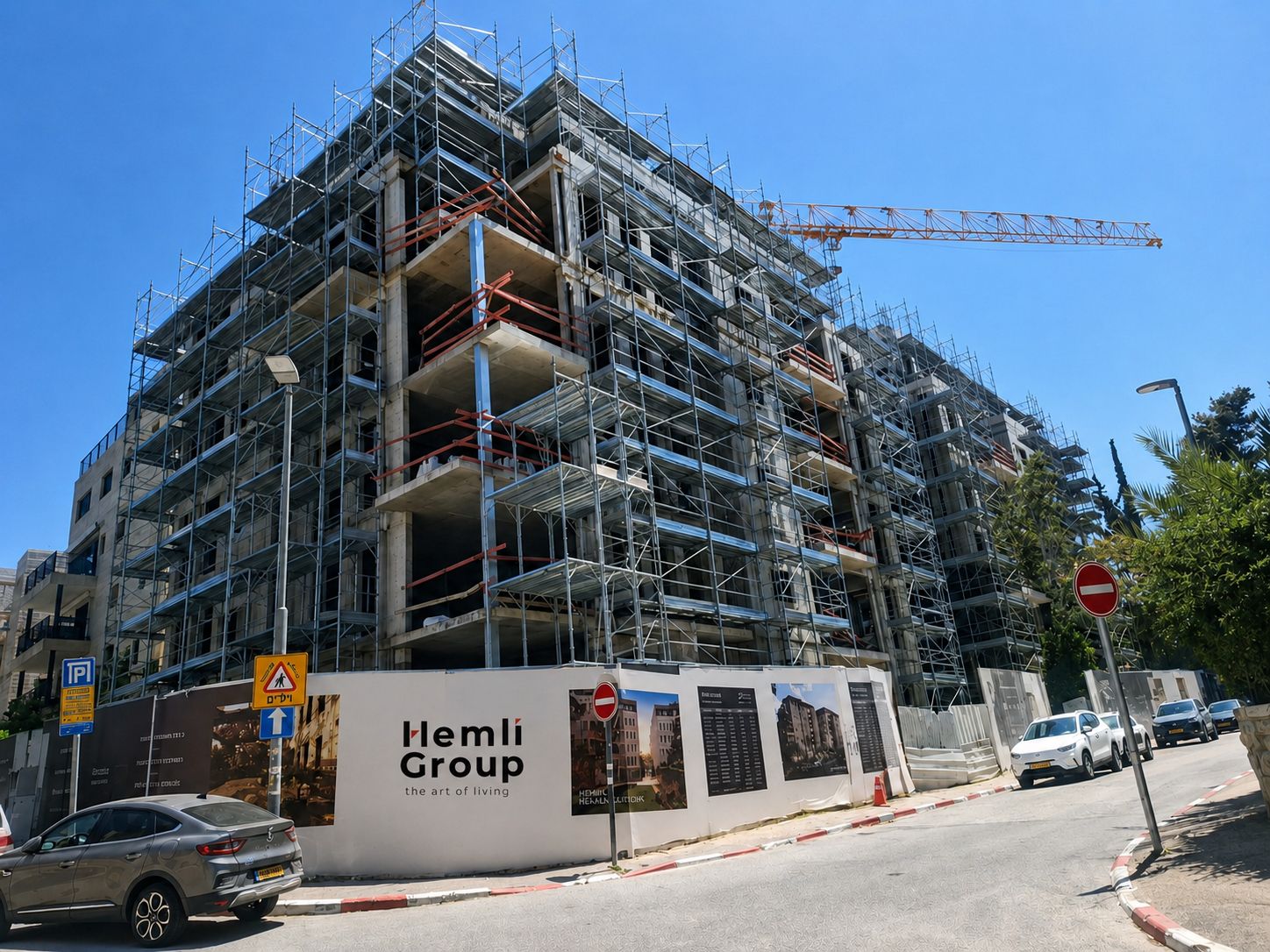Hemli Group construction site with scaffolding